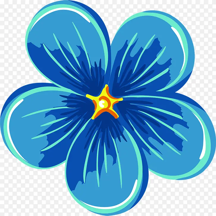 蓝色精美水彩艺术花朵