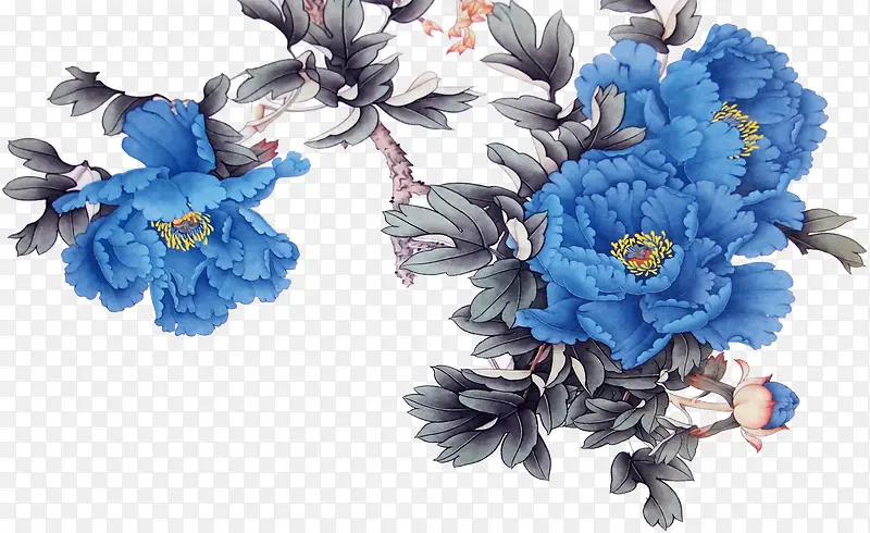 蓝色效果七夕花朵设计