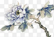 中秋节手绘蓝色花朵展板