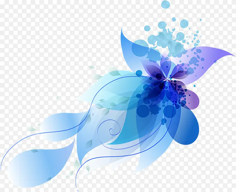 蓝色梦幻花朵装饰设计