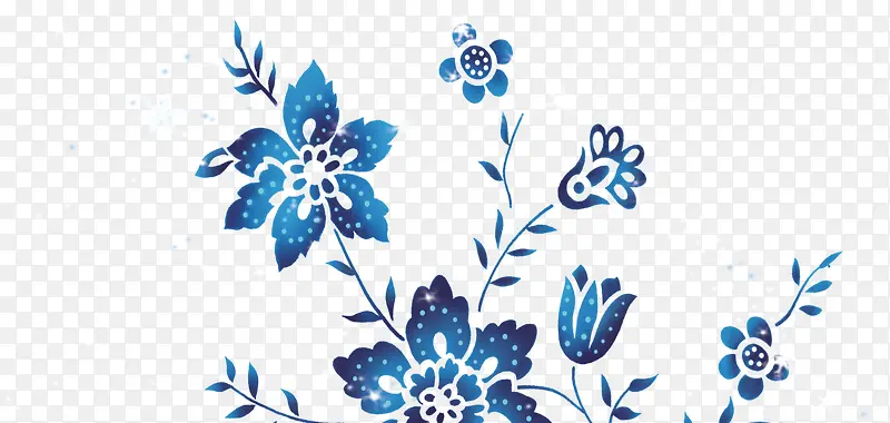 花朵手绘蓝色