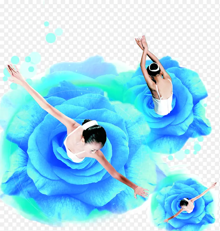 蓝色跳舞花朵女孩