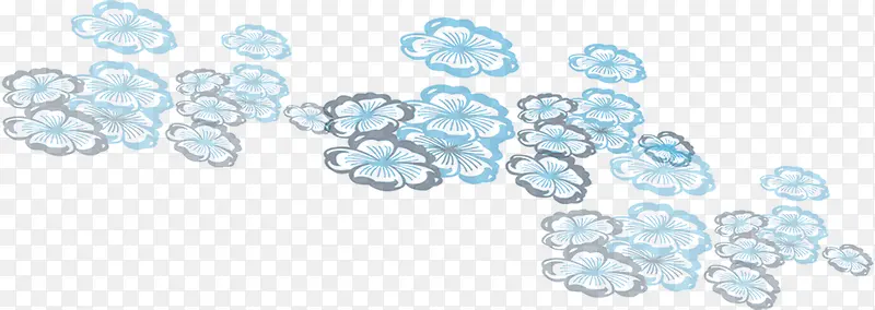 中式蓝色手绘花朵