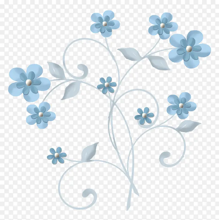 淡蓝色手绘花朵