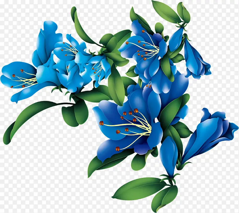 中秋节蓝色花朵绿叶