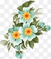 蓝色手绘花朵植物