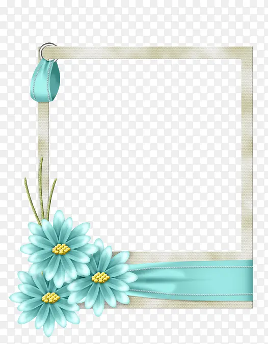 高清蓝色花朵相框装饰
