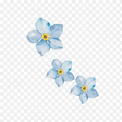 手绘合成蓝色的花朵