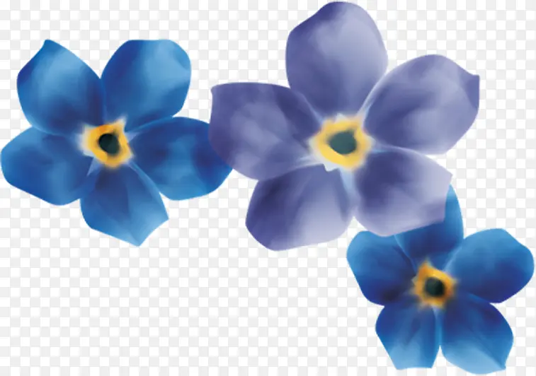 蓝色水墨花朵装饰