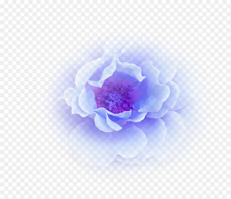 蓝色绚丽手绘花朵分层