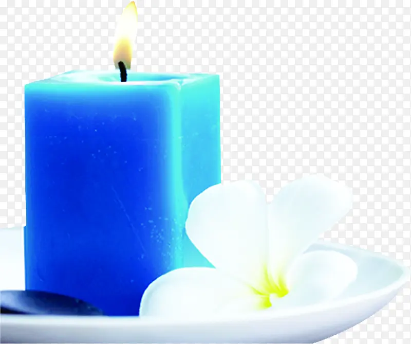 创意效果蓝色蜡烛花朵