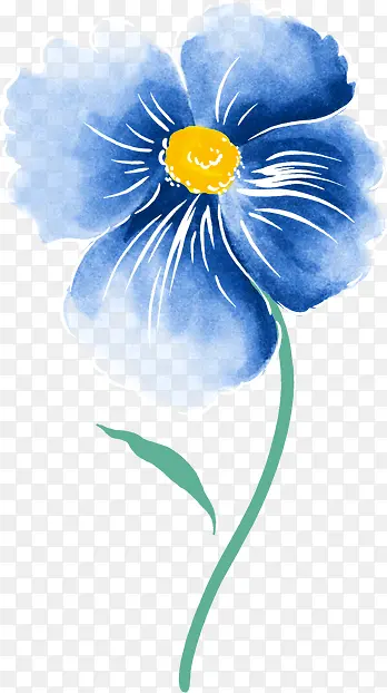 蓝色花朵艺术手绘