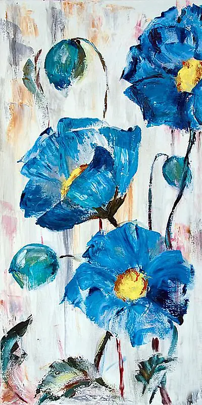手绘蓝色花朵植物壁纸