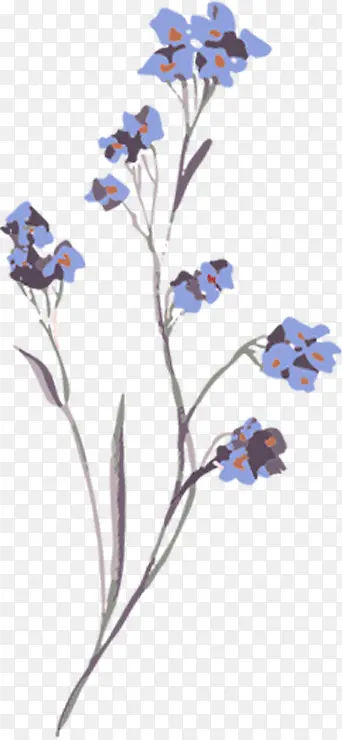 创意水彩合成蓝色的花朵效果