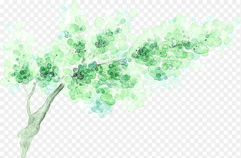 绿色水墨树枝创意