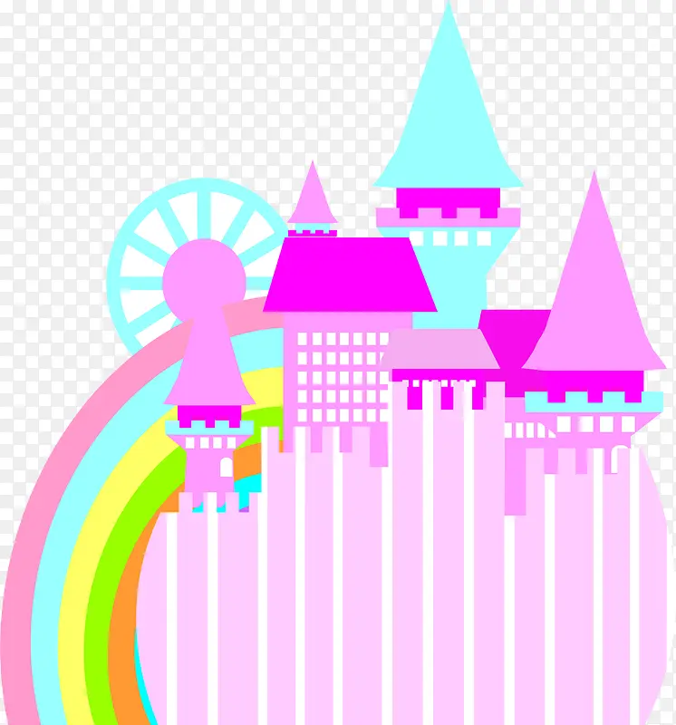 手绘彩色卡通城堡