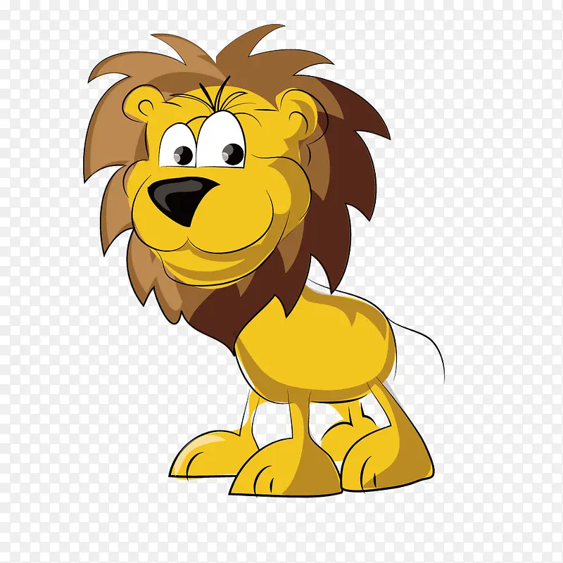 矢量卡通可爱黄色狮子