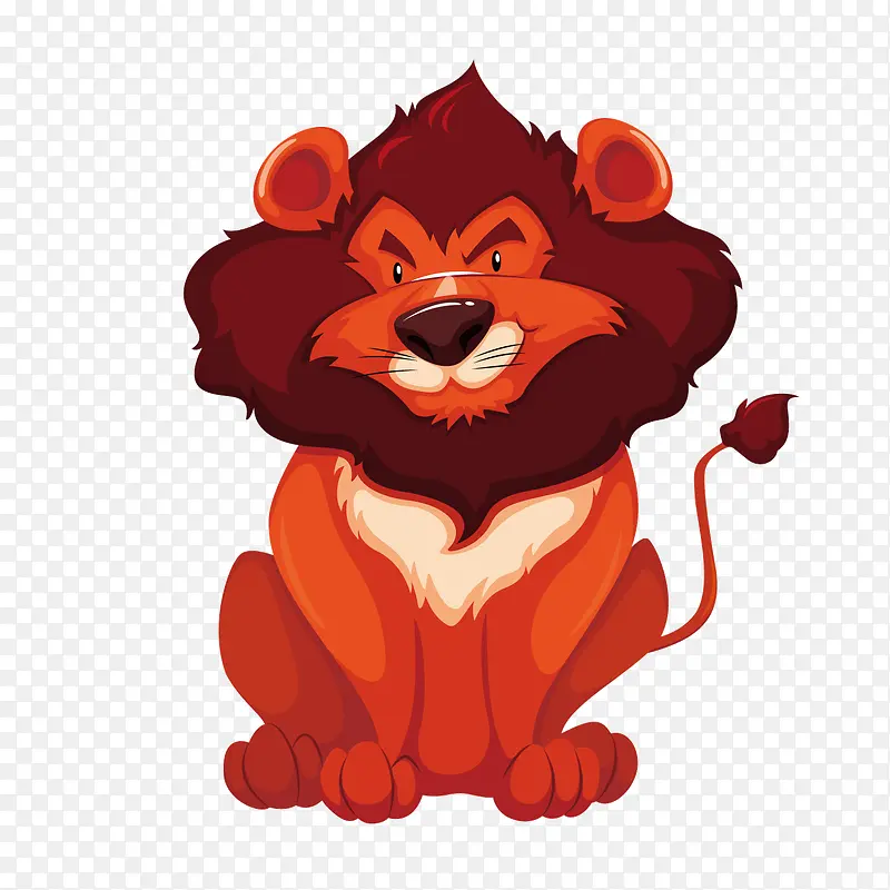 矢量卡通动物红色狮子