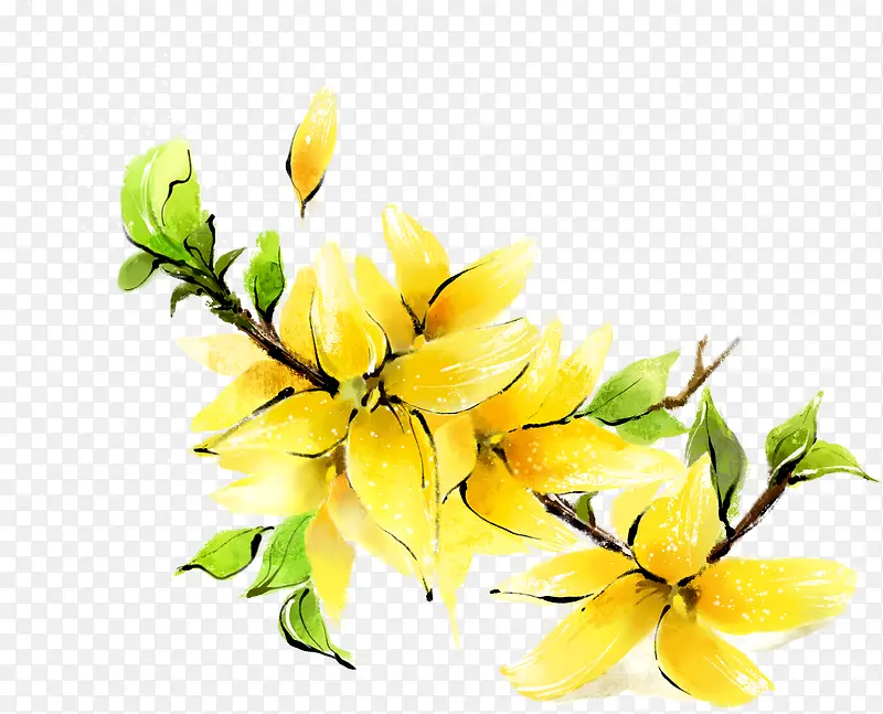 手绘黄色春季素材