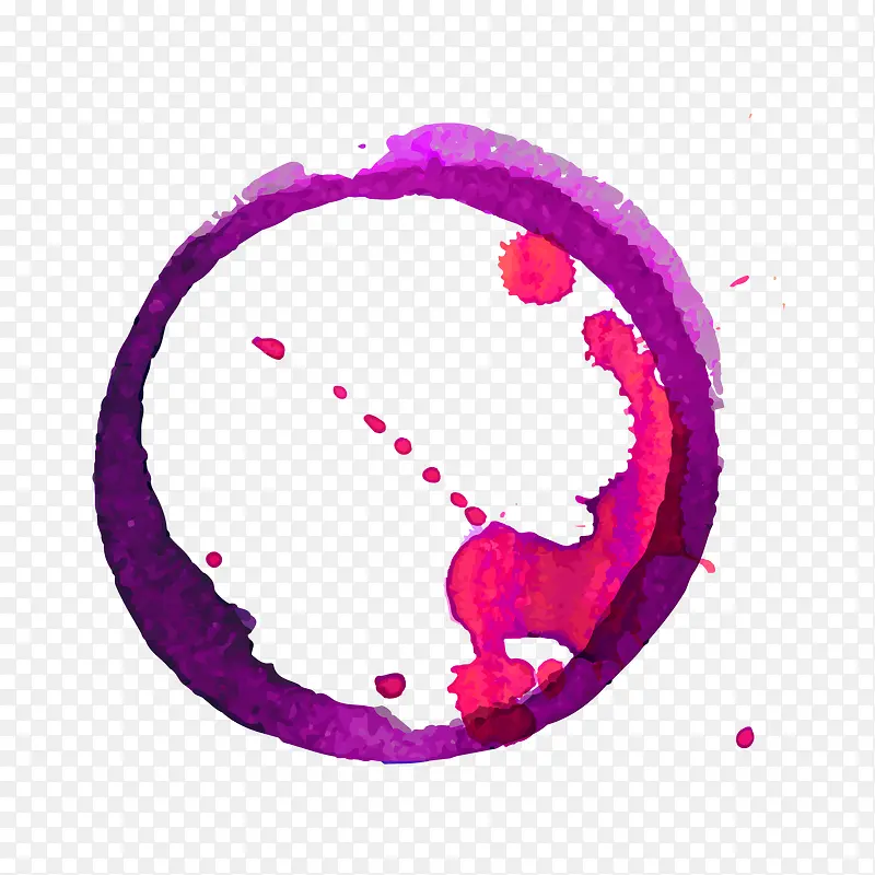 紫色水彩泼墨圆