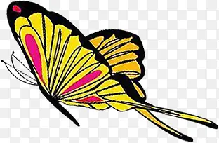 黄色手绘水彩蝴蝶