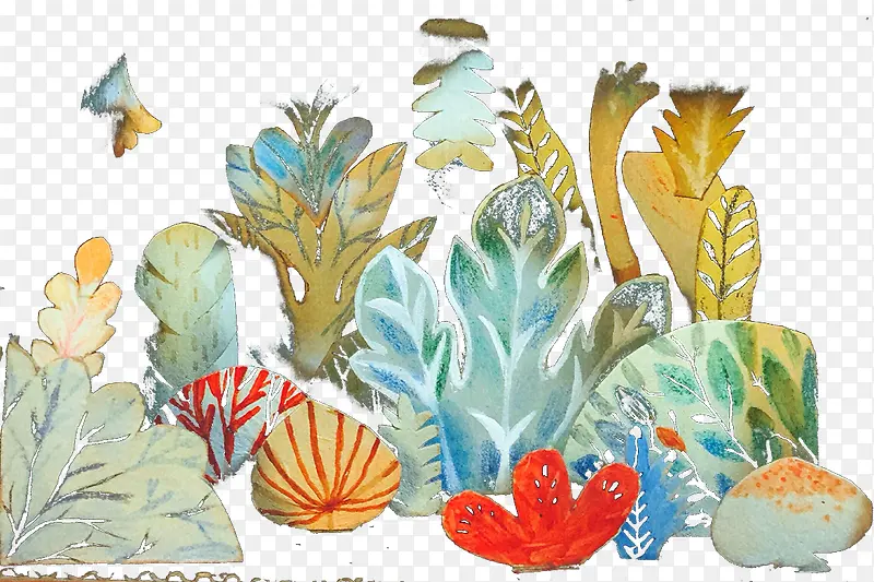 彩绘海底植物图案