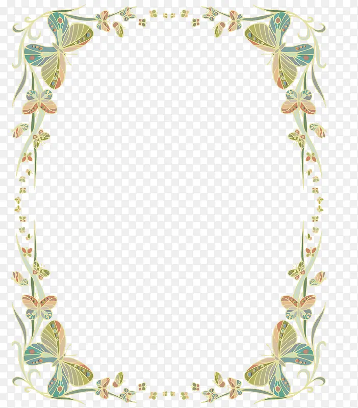 创意合成手绘蝴蝶花卉边框