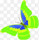 手绘合成飞舞的绿色蝴蝶