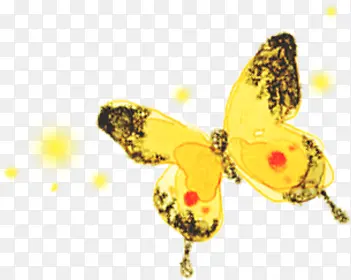 黄色明亮设计蝴蝶手绘