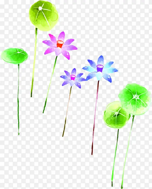 春天彩色手绘花朵植物