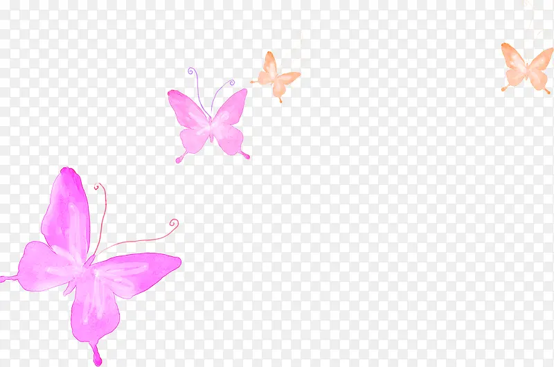 粉黄色卡通手绘蝴蝶
