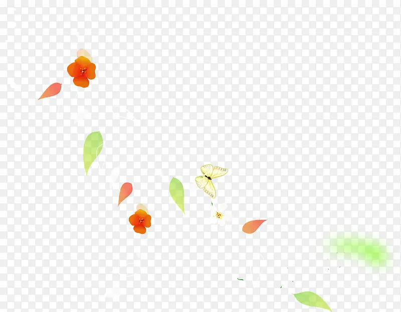 春天红色花朵蝴蝶