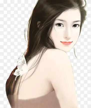 长发蝴蝶美女手绘