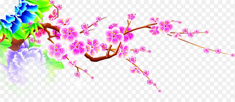 手绘粉色梅花装饰花纹