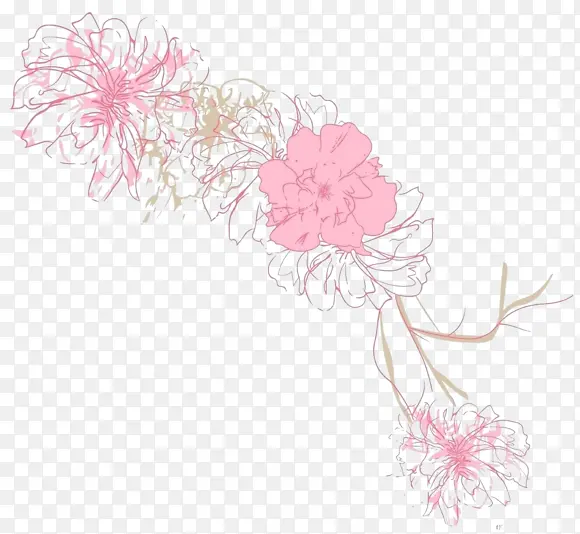 古风粉色花朵装饰
