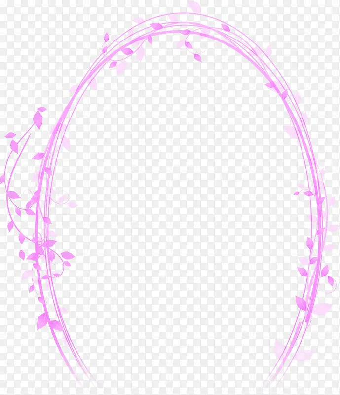 粉色线条叶子圆环装饰