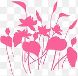 手绘粉色花朵树叶装饰