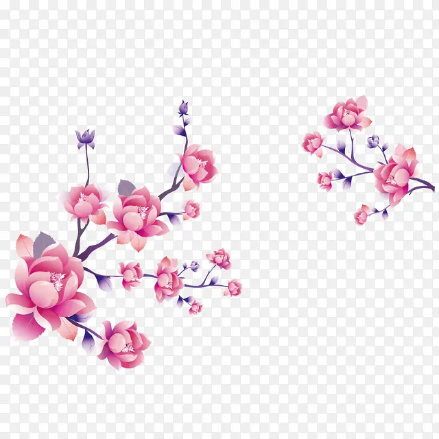 手绘粉色装饰花朵