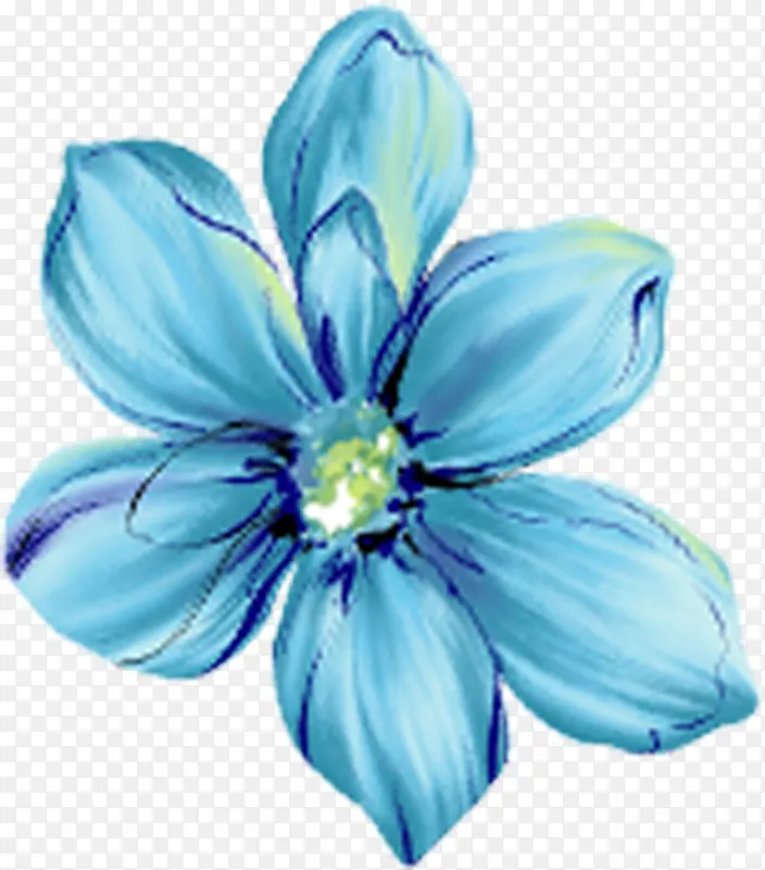 手绘蓝色花卉移门图片