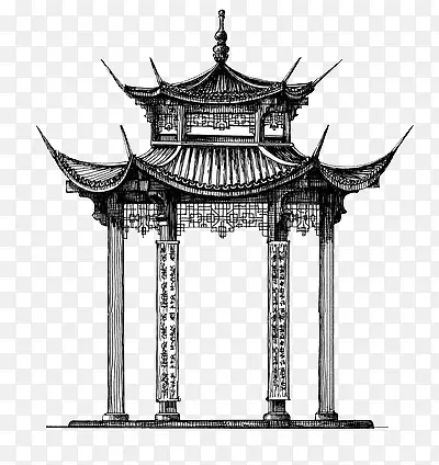 手绘亭子门面
