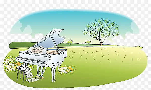 卡通手绘户外钢琴