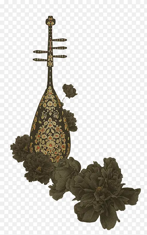 中国风复古花纹乐器