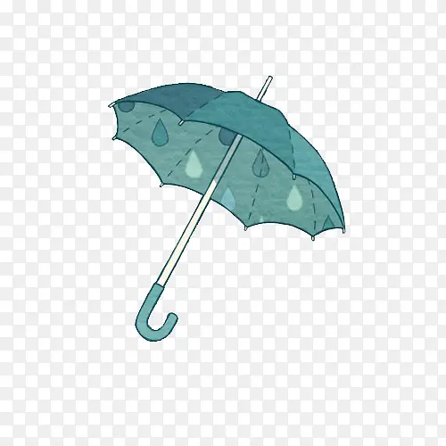 绿色雨滴雨伞卡通