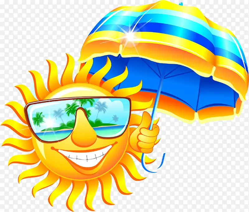 手绘夏日雨伞太阳卡通