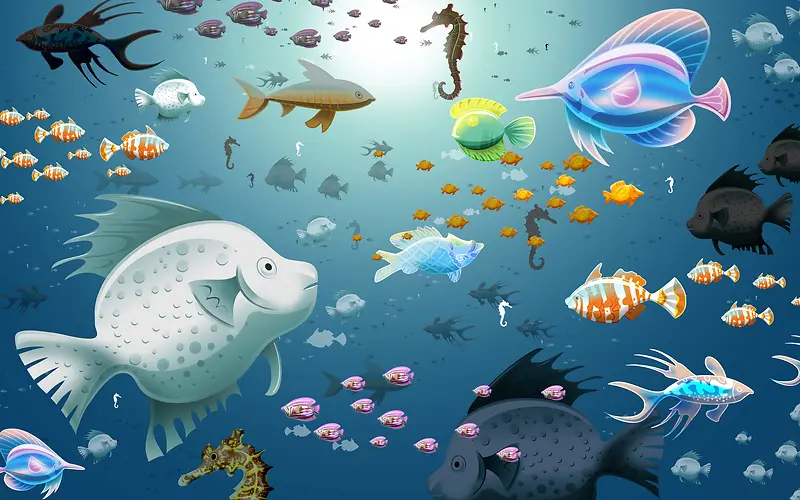 卡通海底世界元素