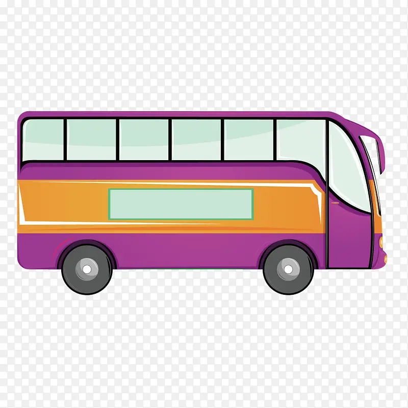 矢量紫色卡通公交车汽车