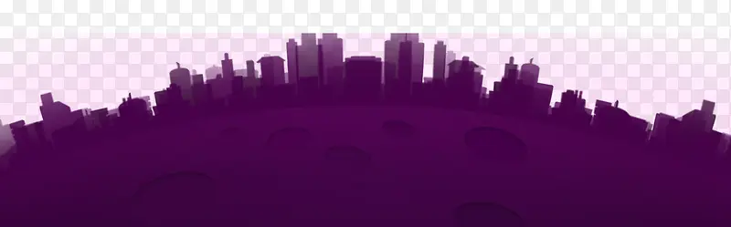 紫色卡通剪影城市