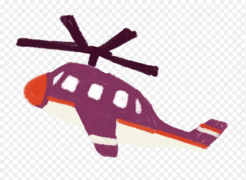 手绘卡通紫色小飞机