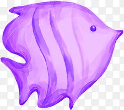 手绘卡通紫色热带鱼造型