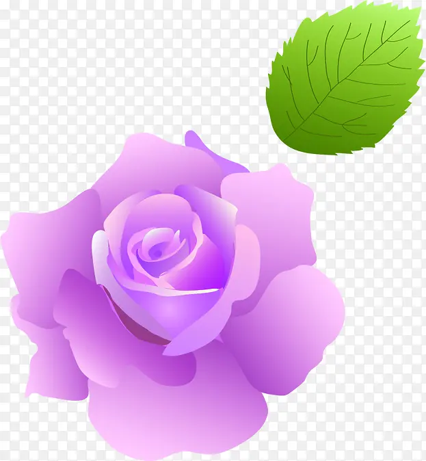 紫色卡通分层玫瑰树叶